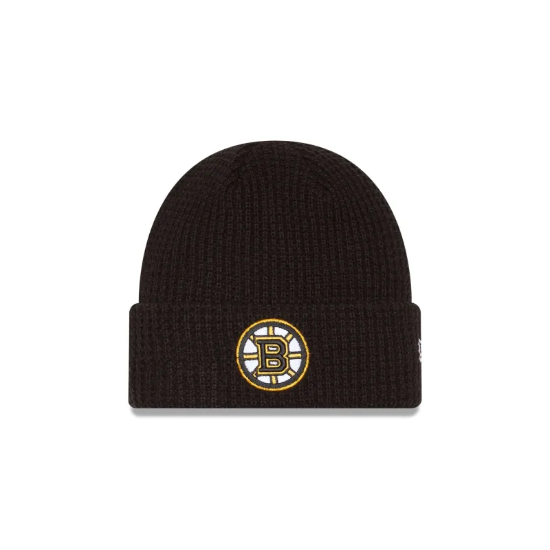 Boston Bruins Waffle Stitch Knit Beanie Hat sold by New Era