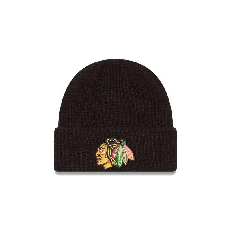 Chicago Blackhawks Waffle Stitch Knit Beanie Hat sold by New Era