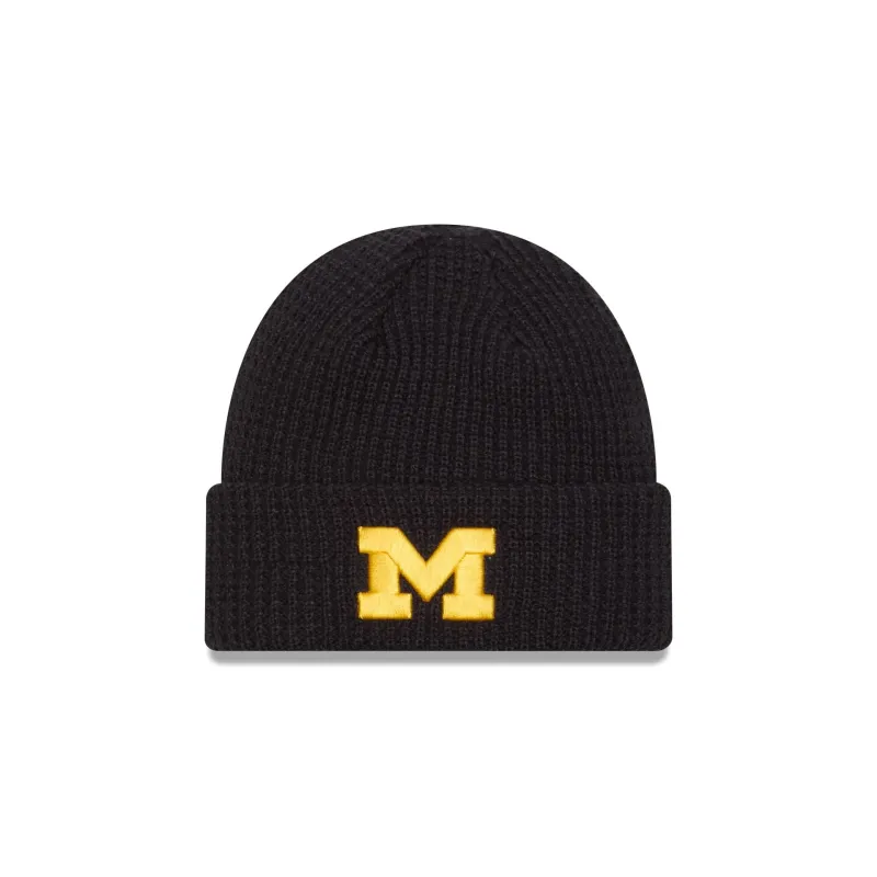 Michigan Wolverines Waffle Stitch Knit Beanie Hat sold by New Era