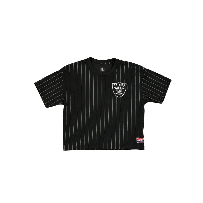 Las Vegas Raiders Throwback Women's Cropped Pinstripe T-Shirt sold by New Era