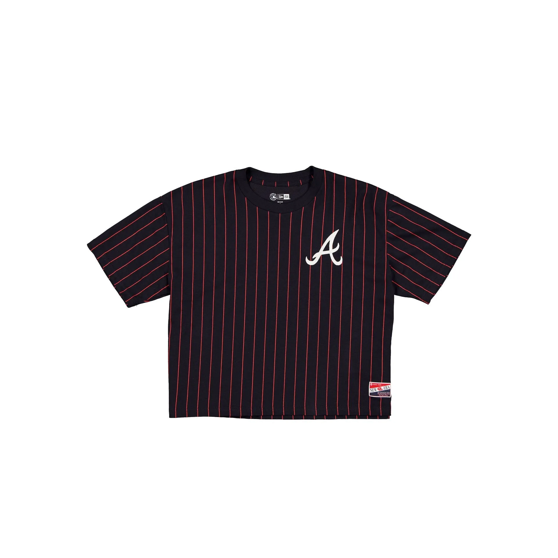 Atlanta Braves Throwback Women's Cropped Pinstripe T-Shirt sold by New Era