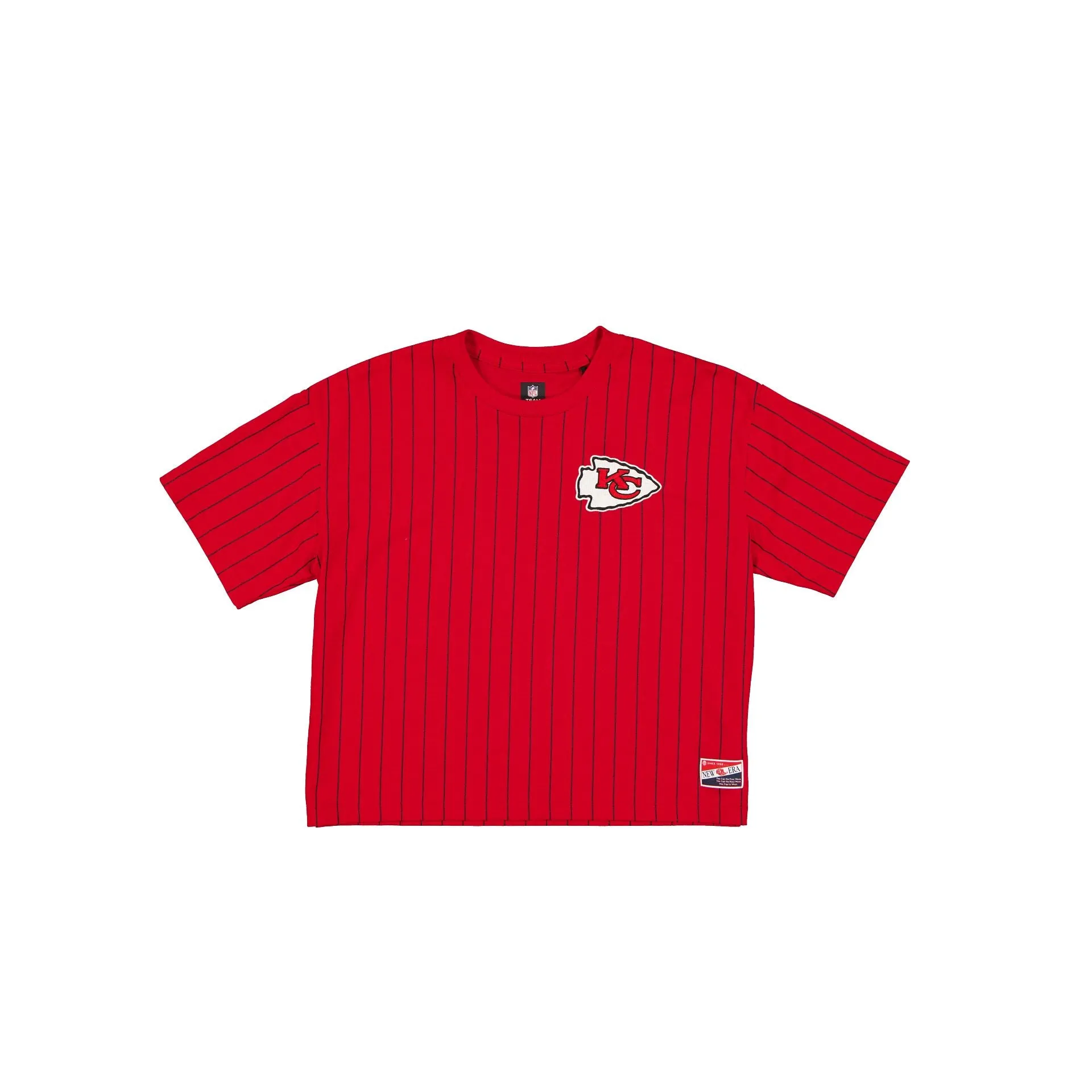 Kansas City Chiefs Throwback Women's Cropped Pinstripe T-Shirt sold by New Era