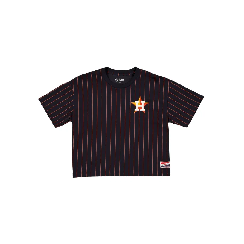 Houston Astros Throwback Women's Cropped Pinstripe T-Shirt sold by New Era