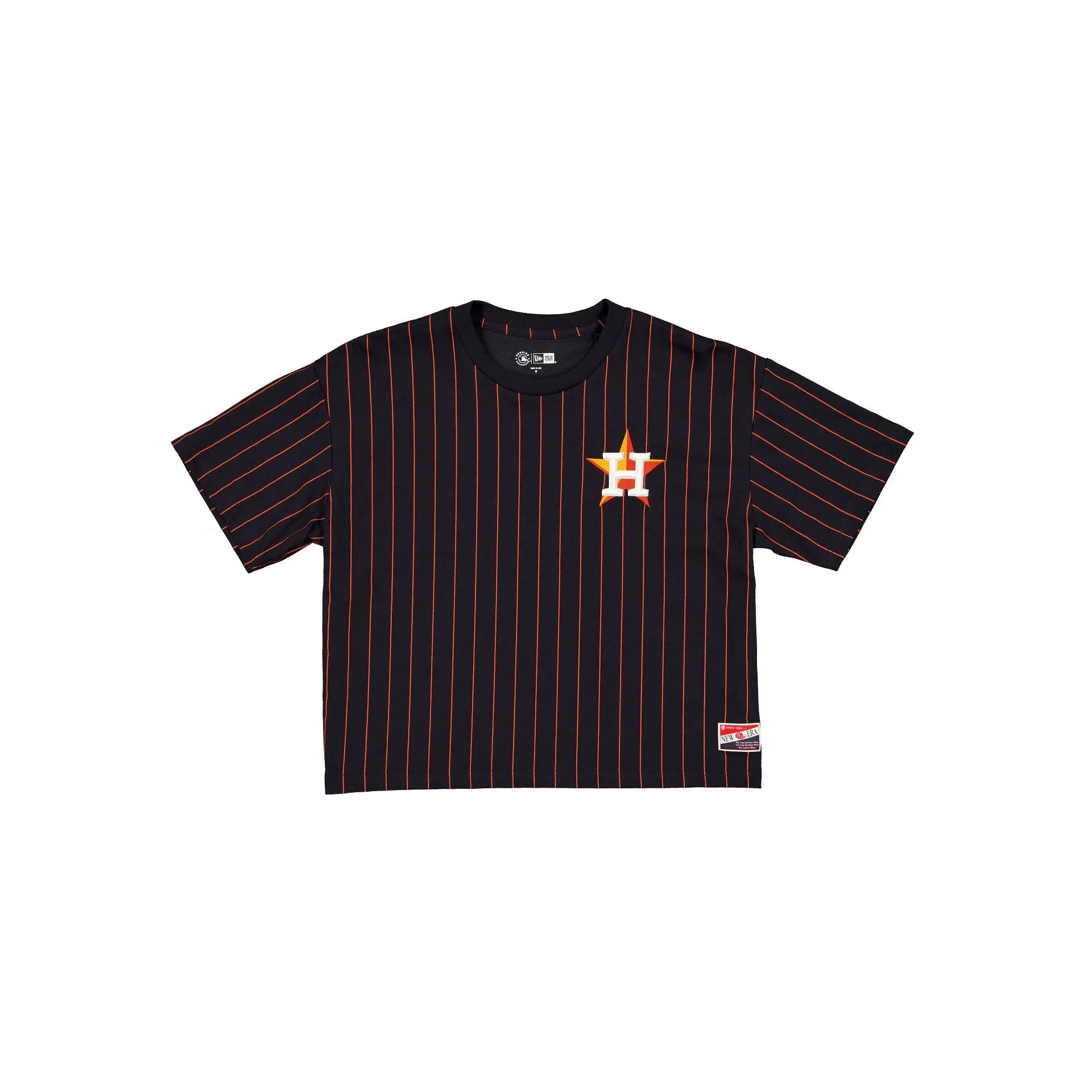 Houston Astros Throwback Women's Cropped Pinstripe T-Shirt sold by New Era