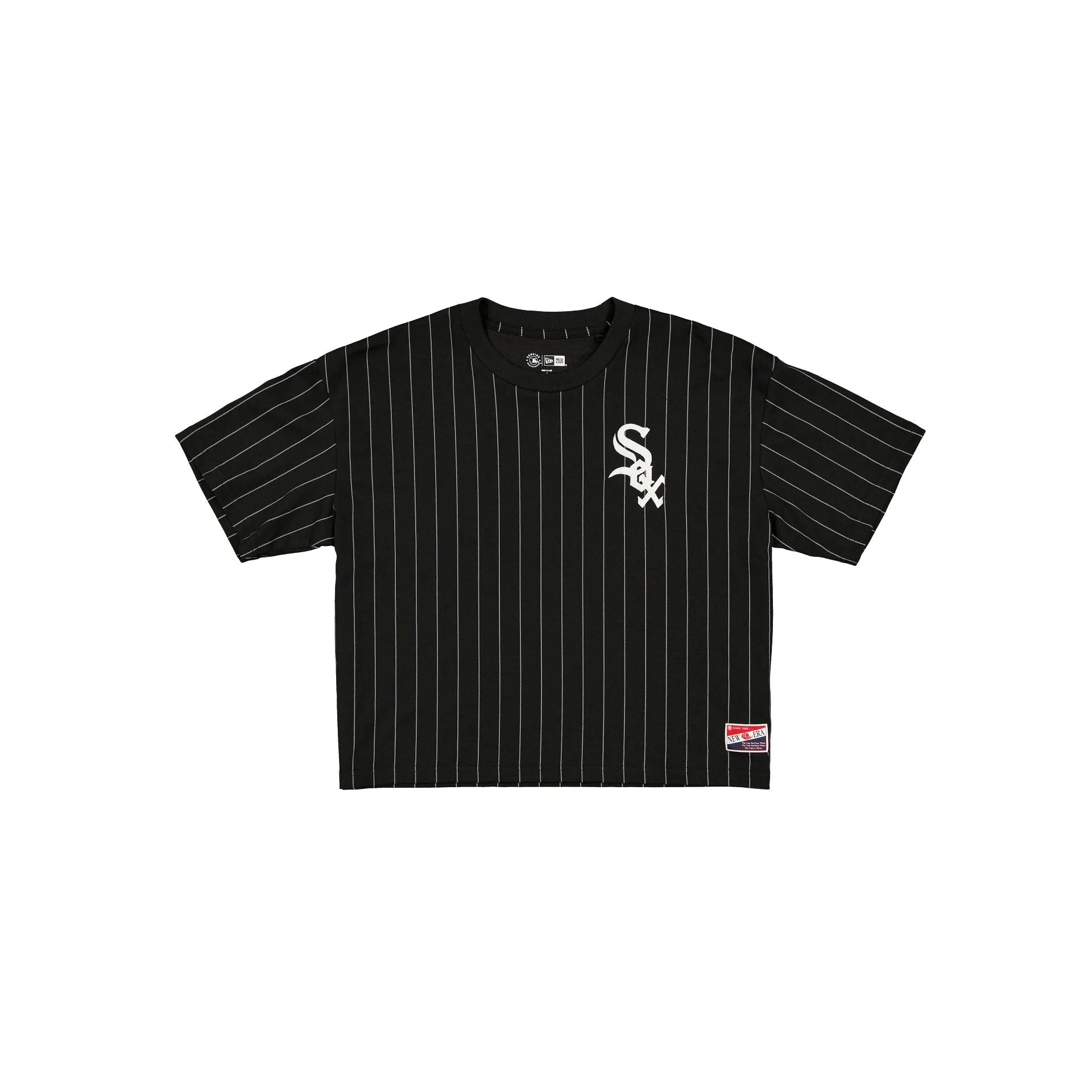 Chicago White Sox Throwback Women's Cropped Pinstripe T-Shirt sold by New Era
