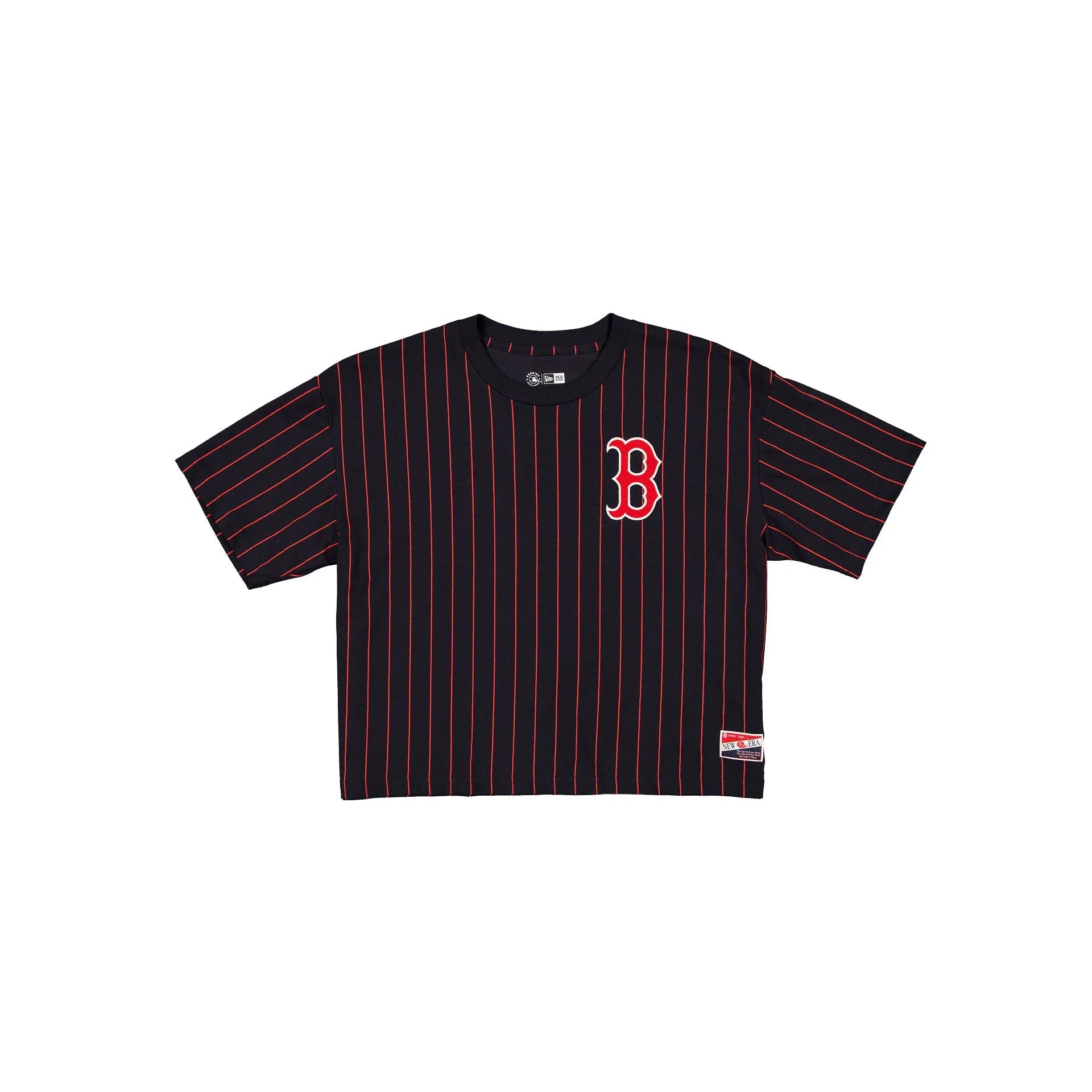 Boston Red Sox Throwback Women's Cropped Pinstripe T-Shirt sold by New Era