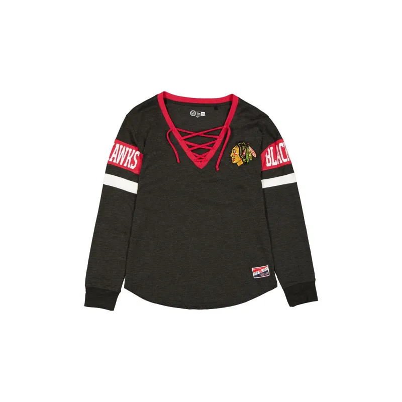 Chicago Blackhawks Throwback Women's V-Neck Long-Sleeve T-Shirt sold by New Era