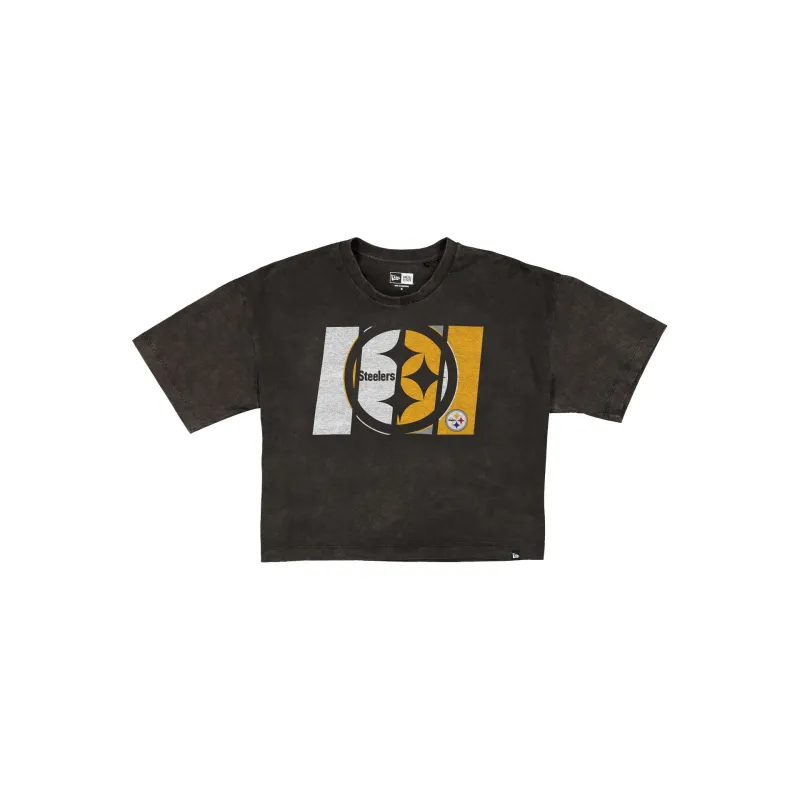 Pittsburgh Steelers Sport Night Black Cropped Women's T-Shirt sold by New Era