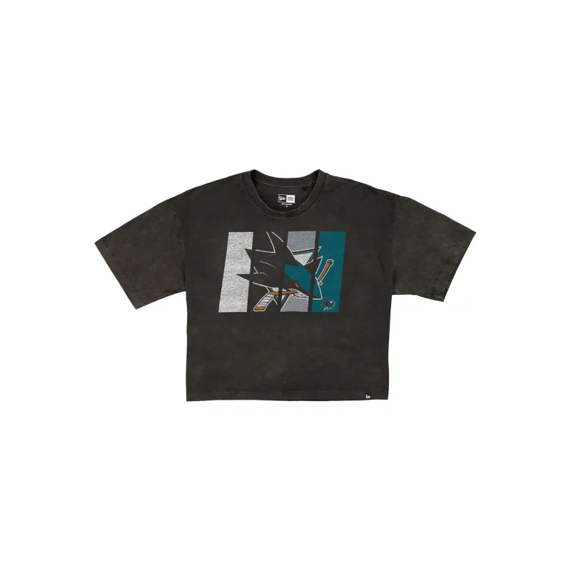 San Jose Sharks Sport Night Black Cropped Women's T-Shirt sold by New Era