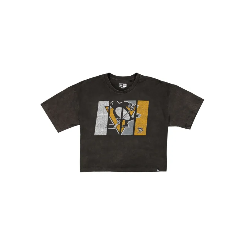 Pittsburgh Penguins Sport Night Black Cropped Women's T-Shirt sold by New Era