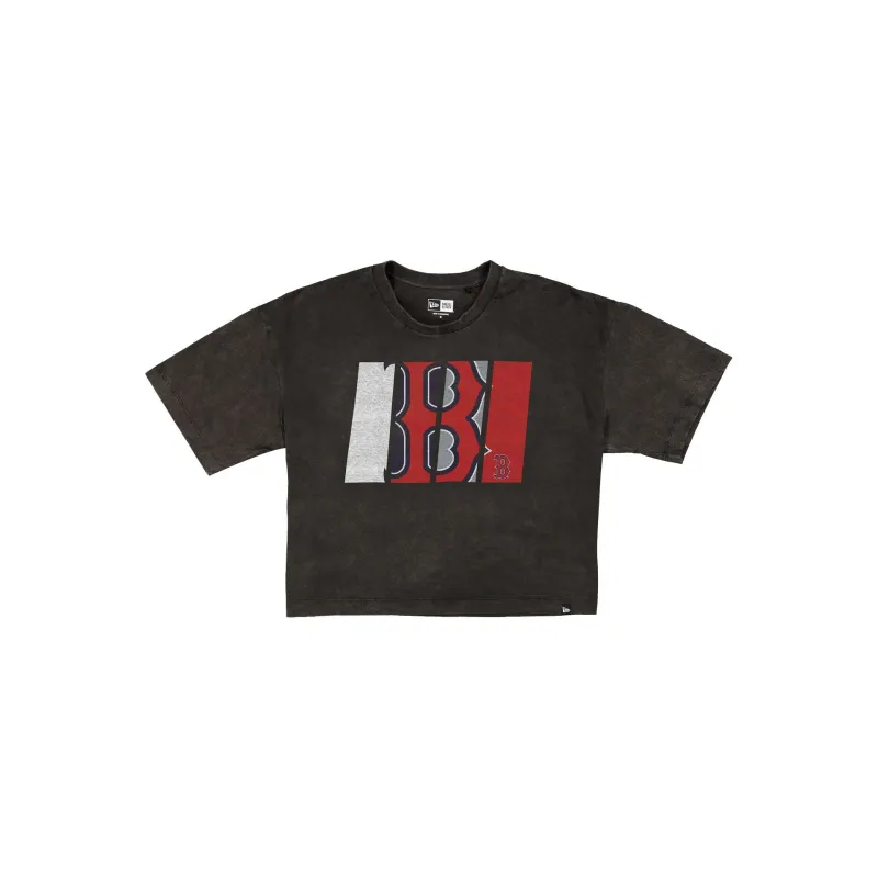 Boston Red Sox Sport Night Black Cropped Women's T-Shirt sold by New Era