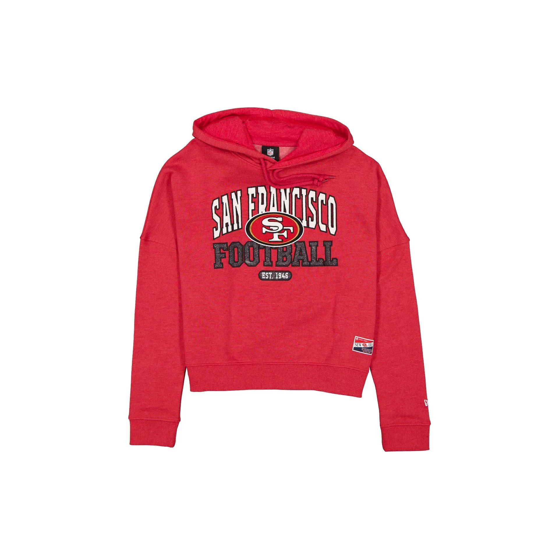 San Francisco 49ers Throwback Women's Glitter Hoodie sold by New Era