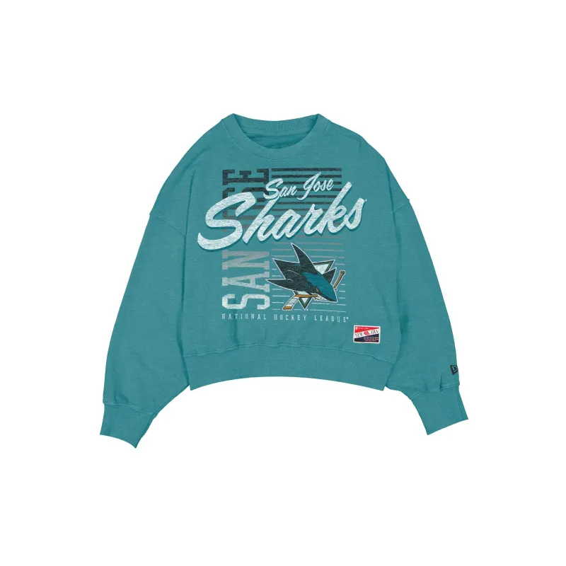 San Jose Sharks Throwback Women's Washed Crewneck made by New Era