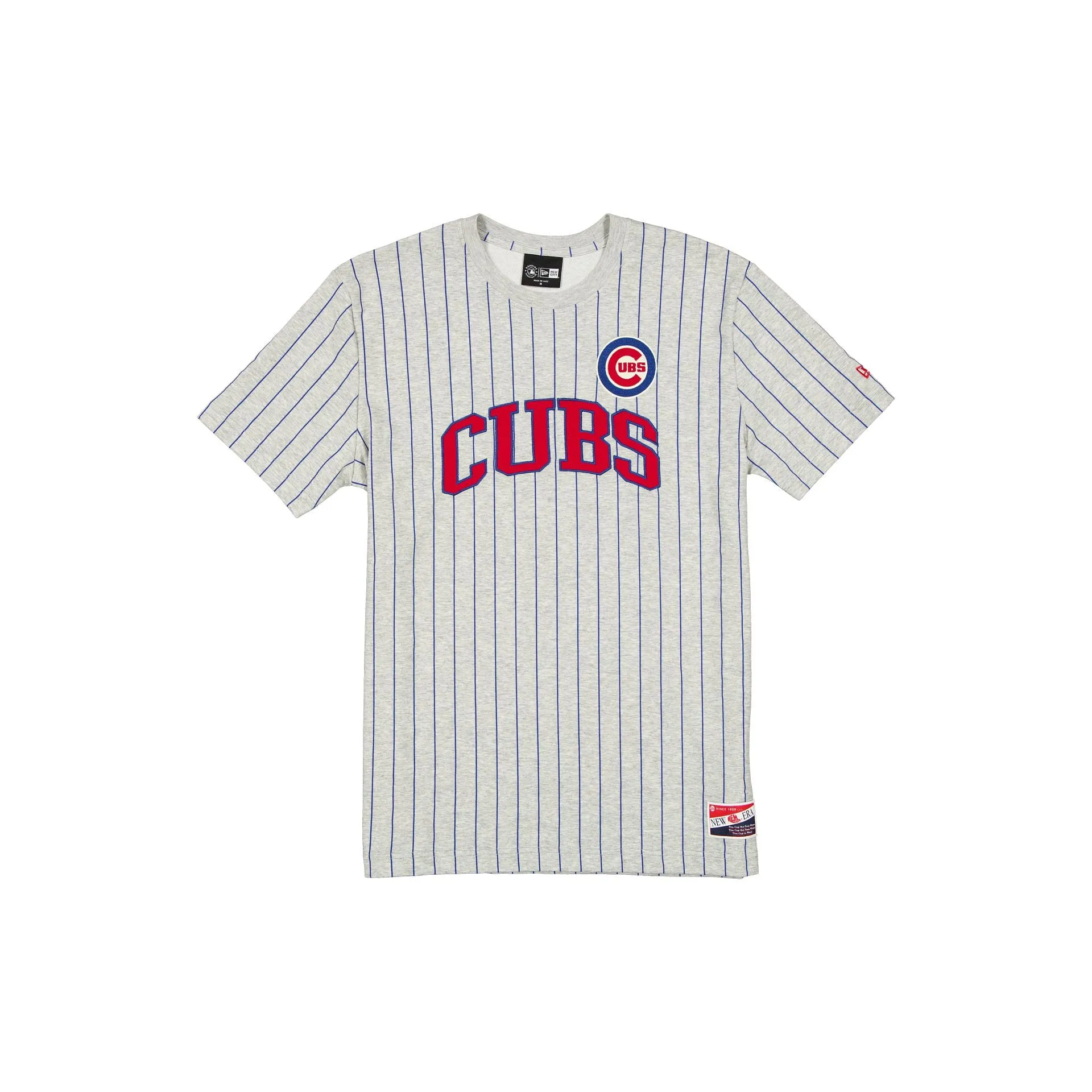 Chicago Cubs Throwback Retro Gray Pinstripe T-Shirt sold by New Era