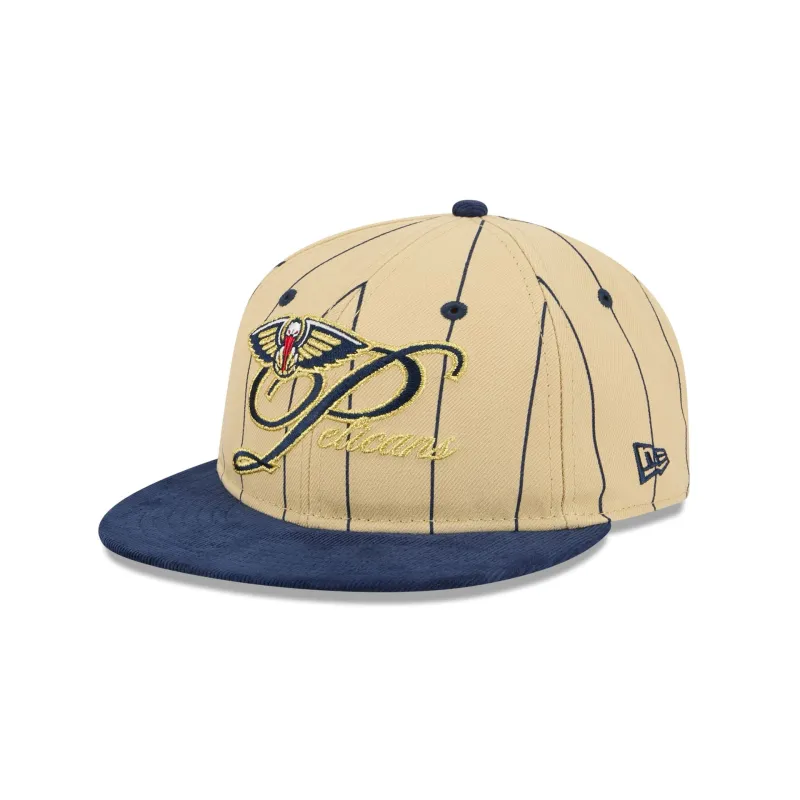 New Orleans Pelicans Pinstripe Script Retro Crown 9FIFTY Adjustable Hat sold by New Era