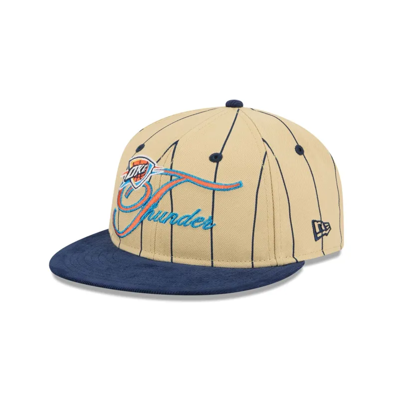 Oklahoma City Thunder Pinstripe Script Retro Crown 9FIFTY Adjustable Hat sold by New Era