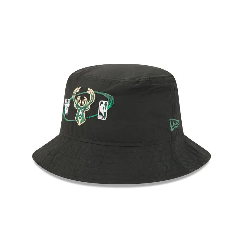 Milwaukee Bucks Nylon Logo Bucket Hat sold by New Era