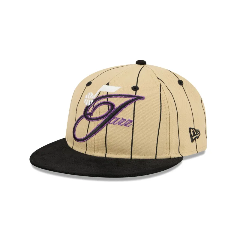 Utah Jazz Pinstripe Script Retro Crown 9FIFTY Adjustable Hat sold by New Era