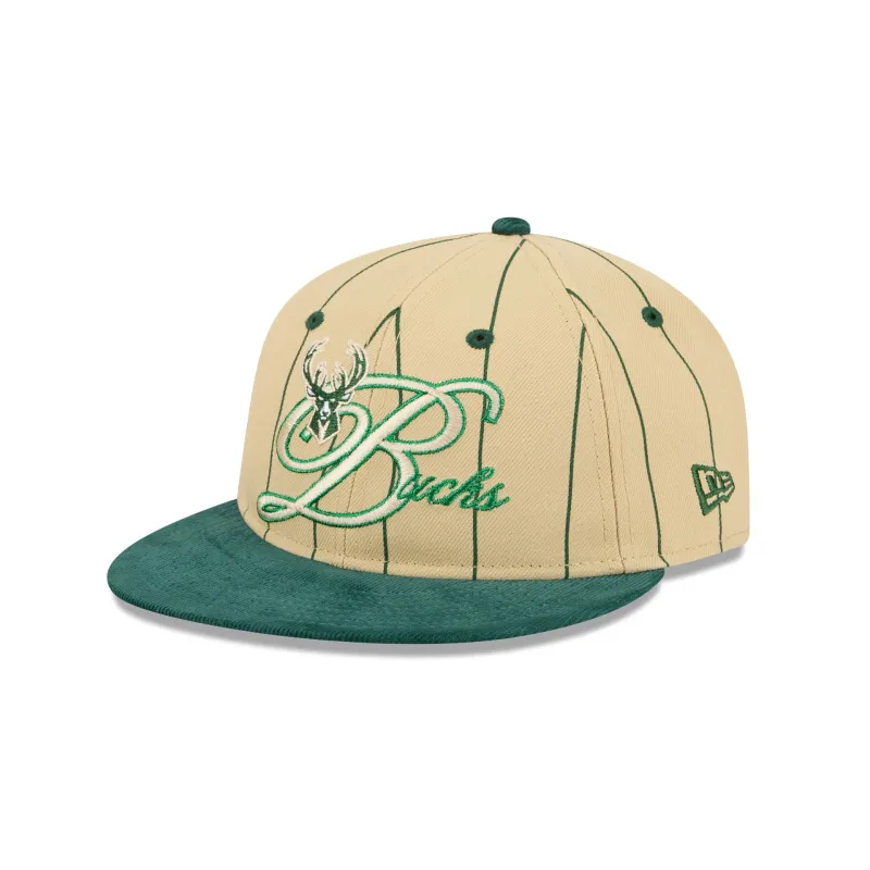 Milwaukee Bucks Pinstripe Script Retro Crown 9FIFTY Adjustable Hat sold by New Era