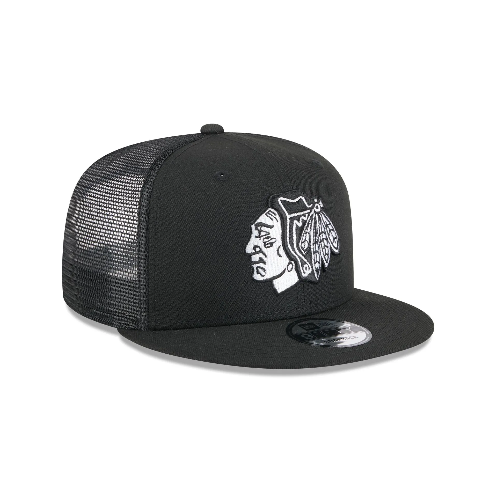 Chicago Blackhawks Black 9FIFTY Trucker Hat sold by New Era product image thumbnail 3