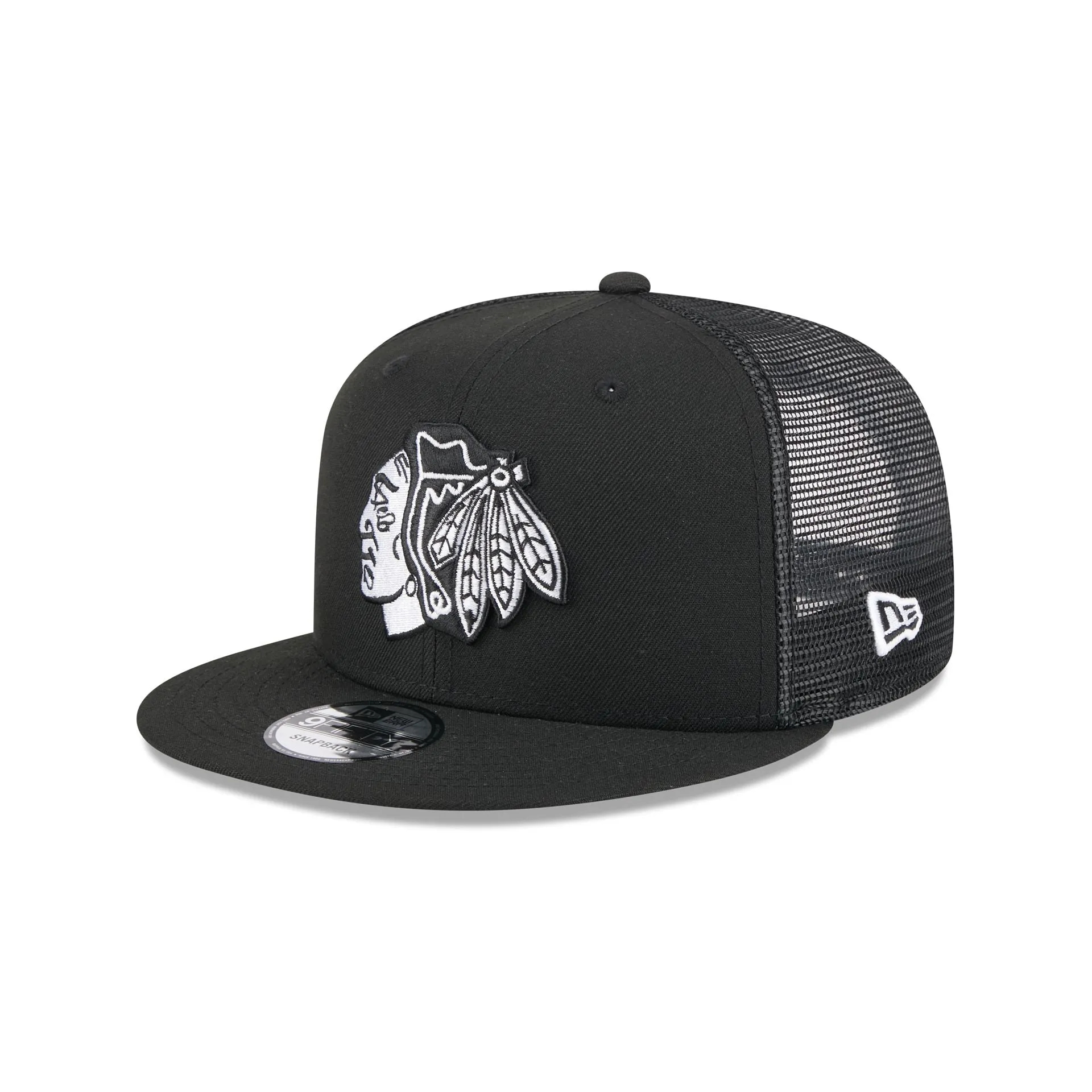 Chicago Blackhawks Black 9FIFTY Trucker Hat sold by New Era