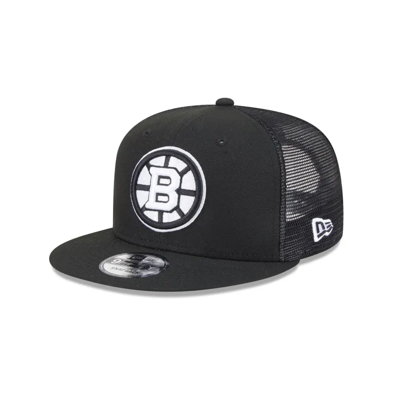 Boston Bruins Black 9FIFTY Trucker Hat sold by New Era
