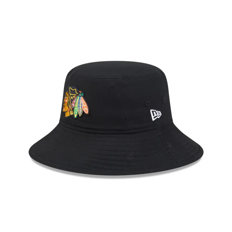 Chicago Blackhawks Black Bucket Hat Hat sold by New Era