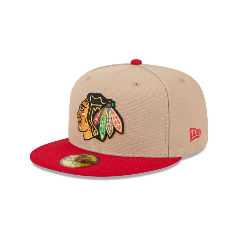 Chicago Blackhawks Camel 59FIFTY Fitted Hat sold by New Era