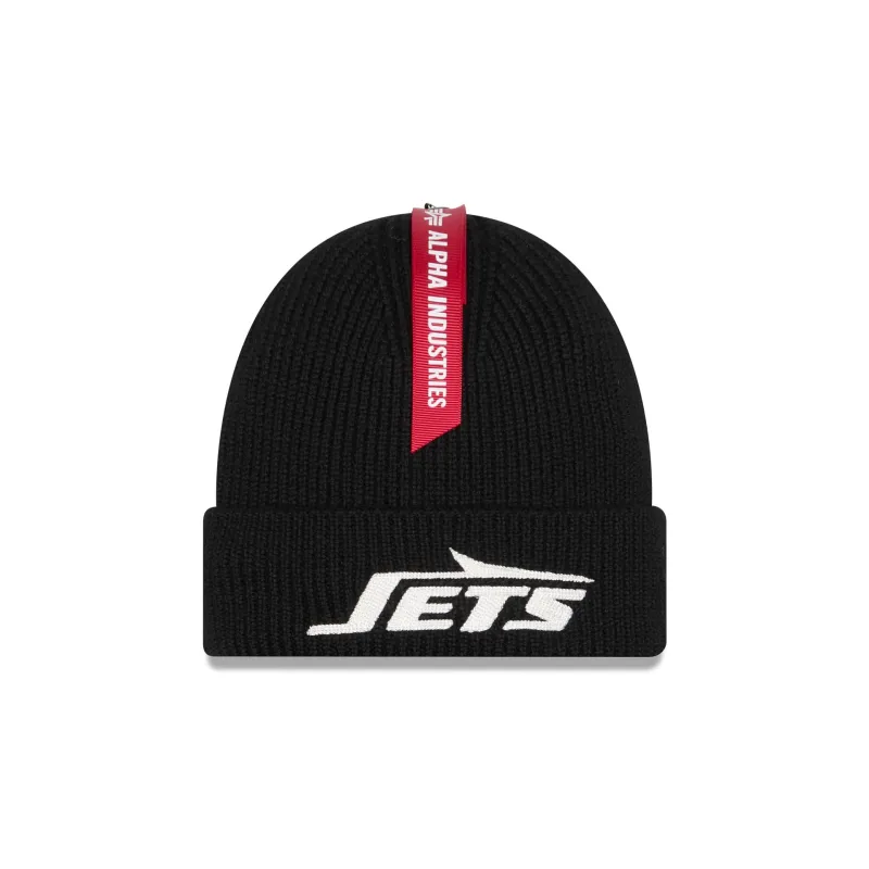 Alpha Industries x New York Jets Black Cuff Knit Hat sold by New Era