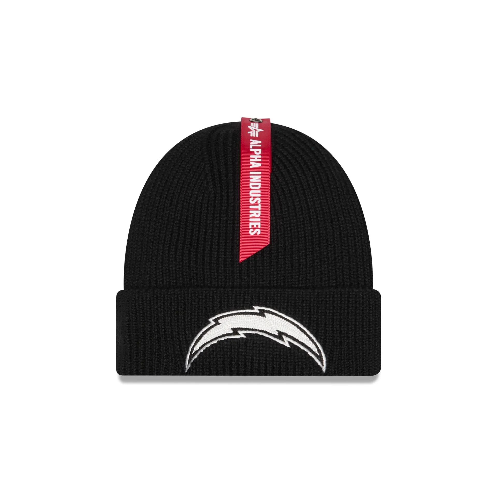 Alpha Industries x Los Angeles Chargers Black Cuff Knit Hat sold by New Era