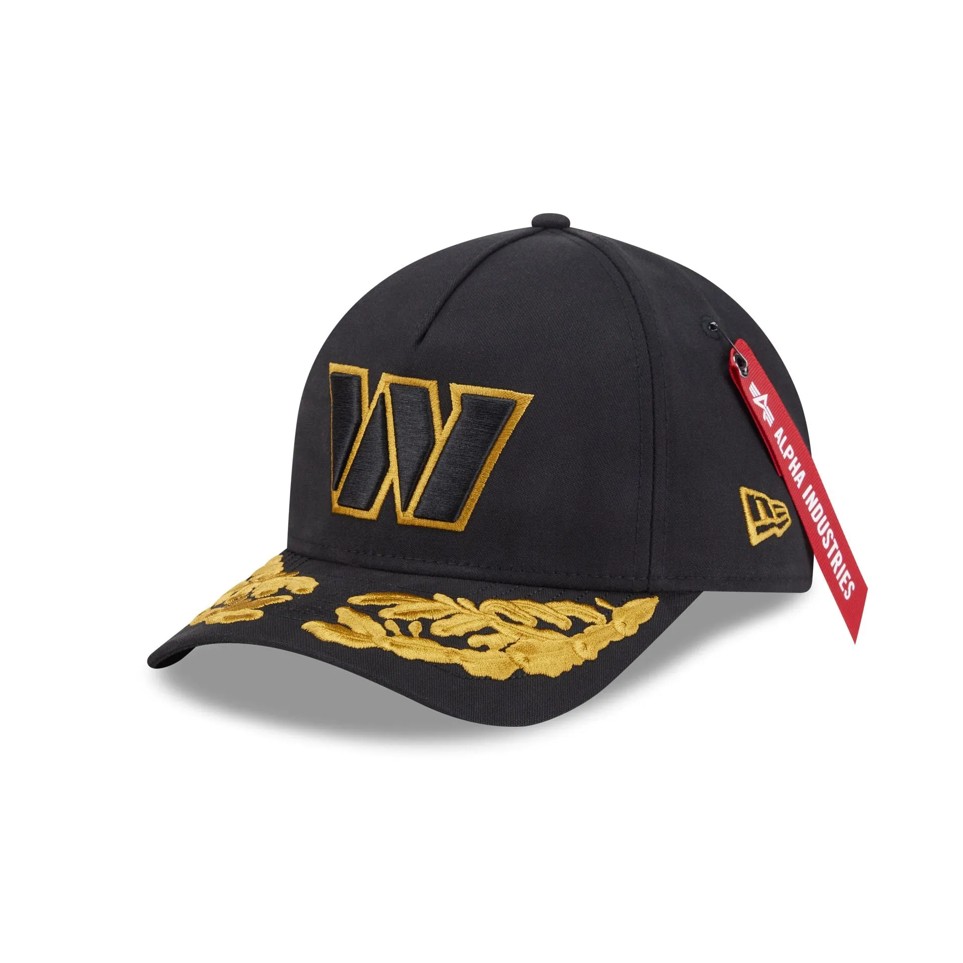 Alpha Industries x Washington Commanders Black 9FORTY M-Crown A-Frame Snapback Hat sold by New Era
