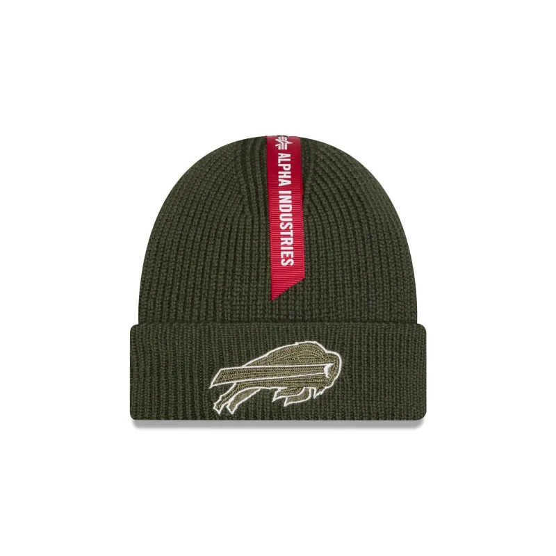Alpha Industries x Buffalo Bills Olive Green Cuff Knit Hat sold by New Era