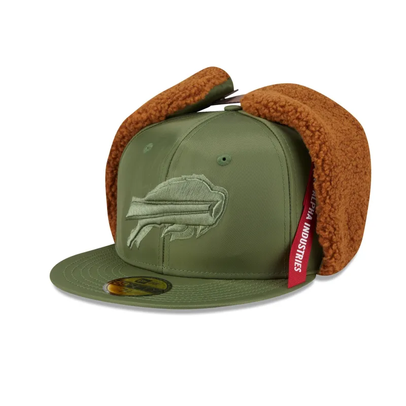 Alpha Industries x Buffalo Bills Olive Green Dog Ear 59FIFTY Fitted Hat sold by New Era