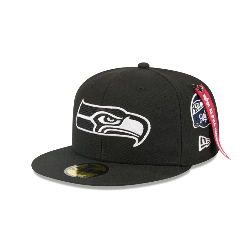 Alpha Industries x Seattle Seahawks Black 59FIFTY Fitted Hat sold by New Era