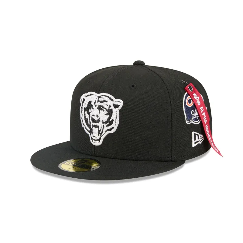 Alpha Industries x Chicago Bears Black 59FIFTY Fitted Hat sold by New Era