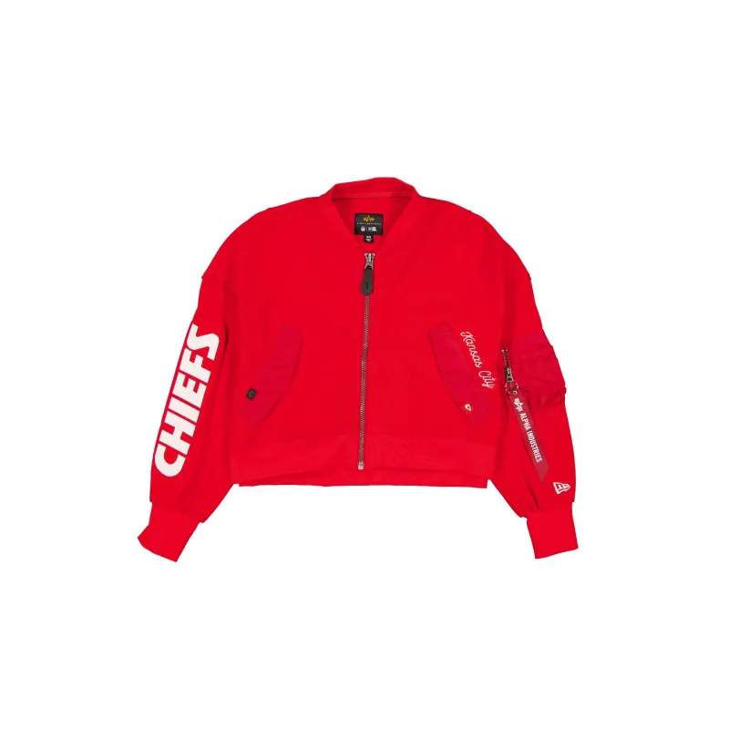 Alpha Industries x Kansas City Chiefs Red Women's Full Zip Cropped Fleece Jacket sold by New Era
