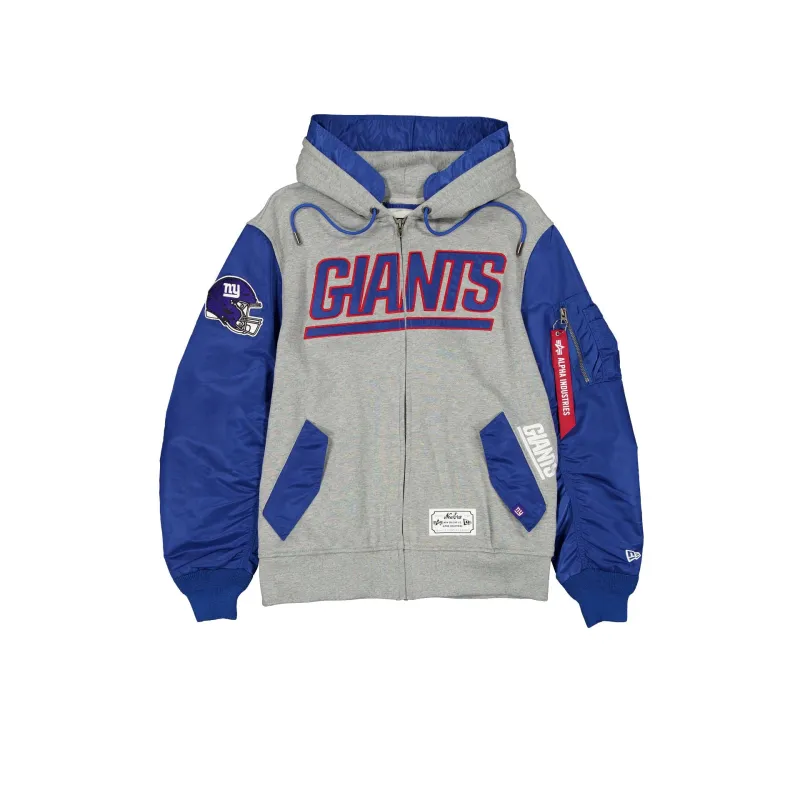 Alpha Industries x New York Giants Gray MA-1 Full Zip Fleece Jacket sold by New Era
