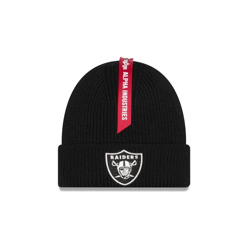 Alpha Industries x Las Vegas Raiders Black Cuff Knit Hat sold by New Era