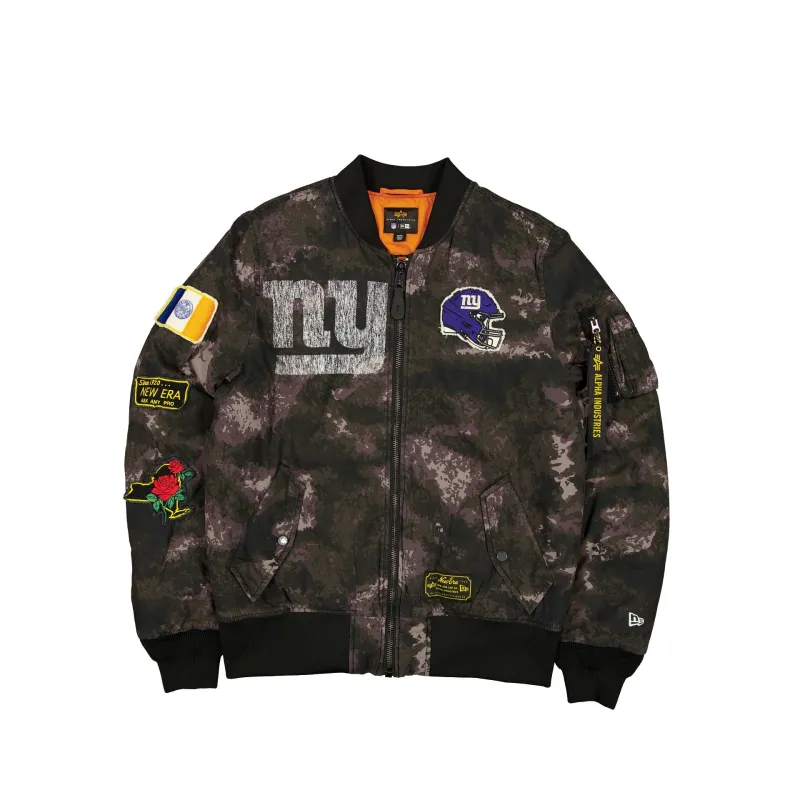 Alpha Industries x New York Giants Black Camo MA-1 Bomber Jacket sold by New Era