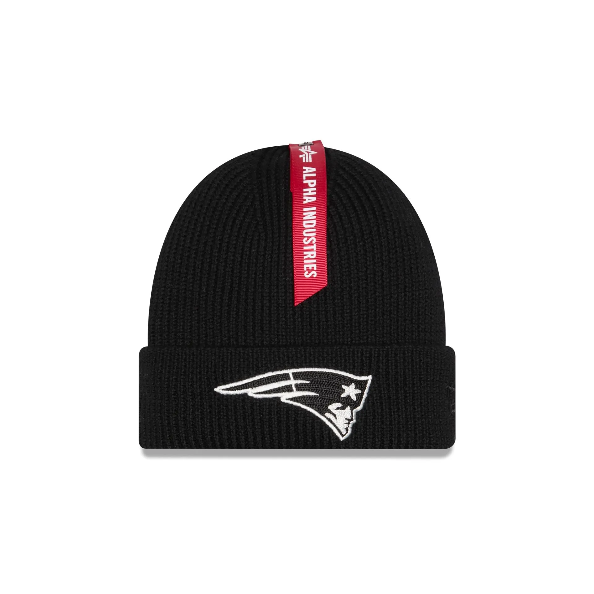 Alpha Industries x New England Patriots Black Cuff Knit Hat sold by New Era