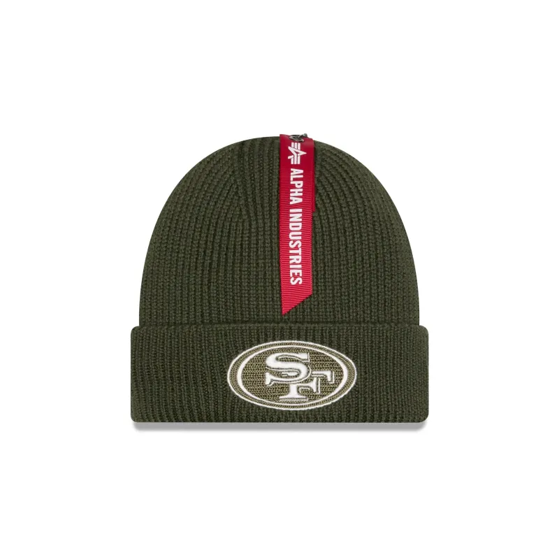 Alpha Industries x San Francisco 49ers Olive Green Cuff Knit Hat sold by New Era