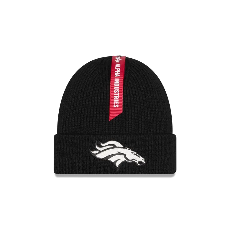 Alpha Industries x Denver Broncos Black Cuff Knit Hat sold by New Era