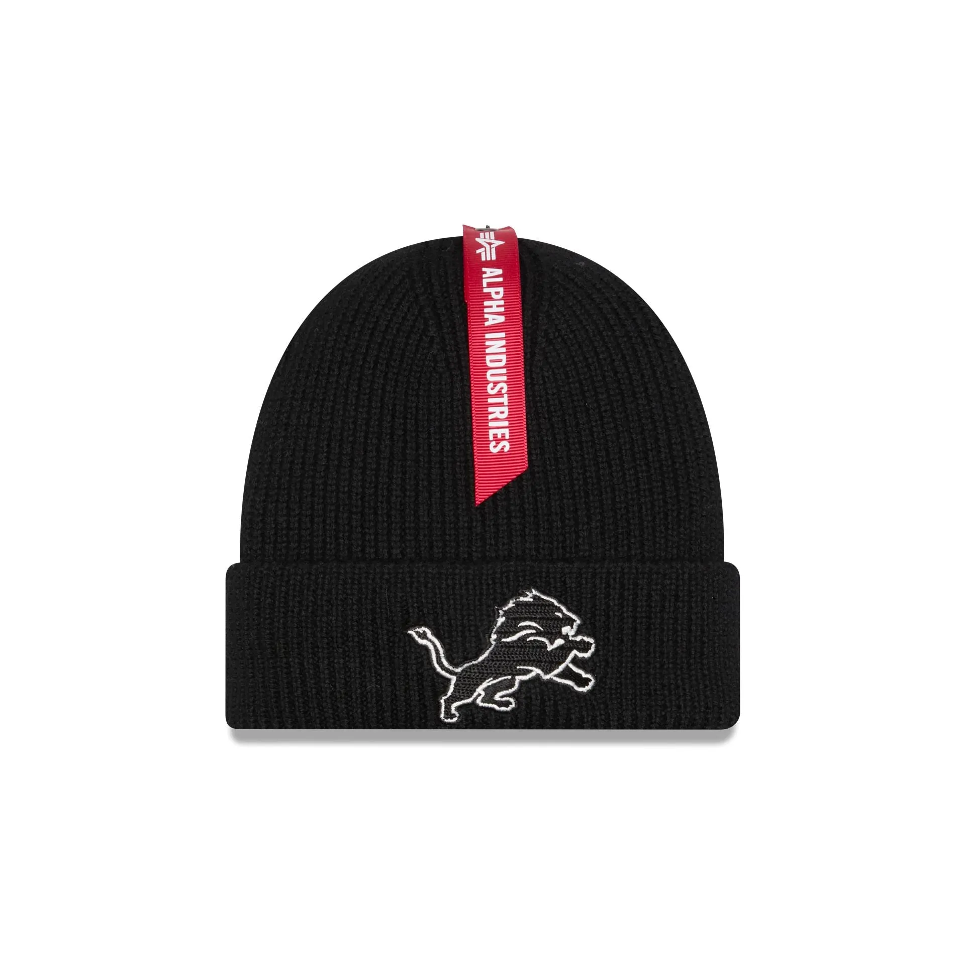 Alpha Industries x Detroit Lions Black Cuff Knit Hat sold by New Era