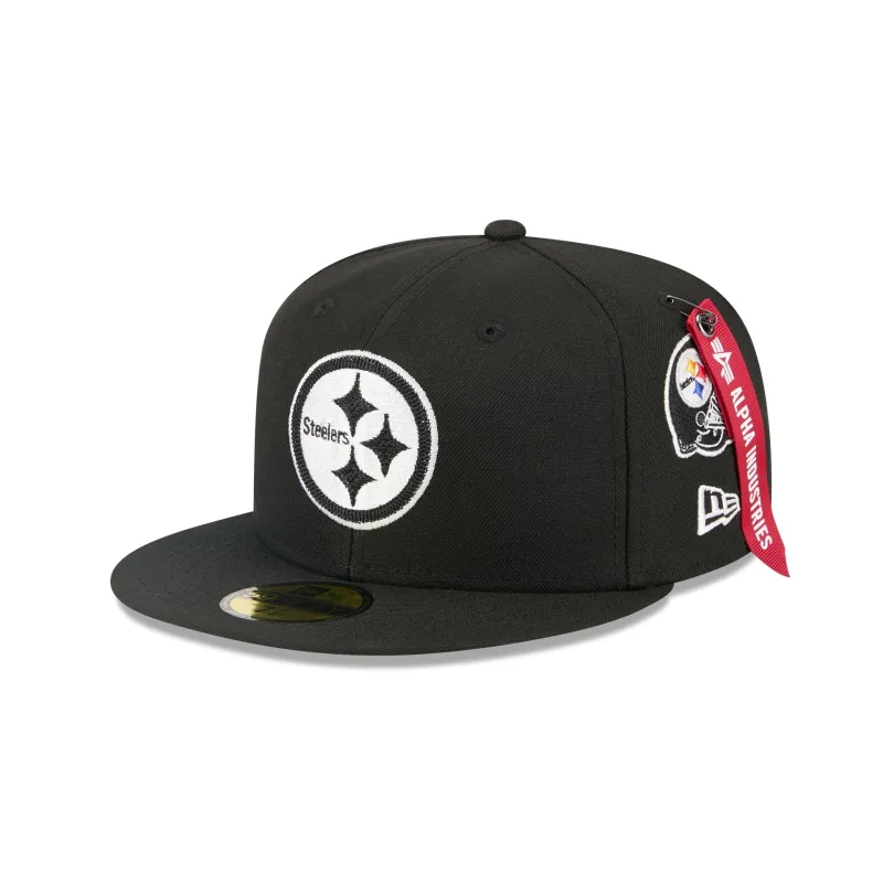 Alpha Industries x Pittsburgh Steelers Black 59FIFTY Fitted Hat sold by New Era