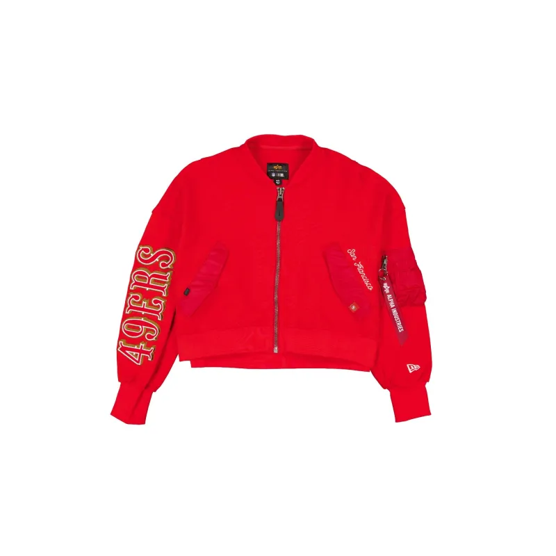 Alpha Industries x San Francisco 49ers Red Women's Full Zip Cropped Fleece Jacket sold by New Era