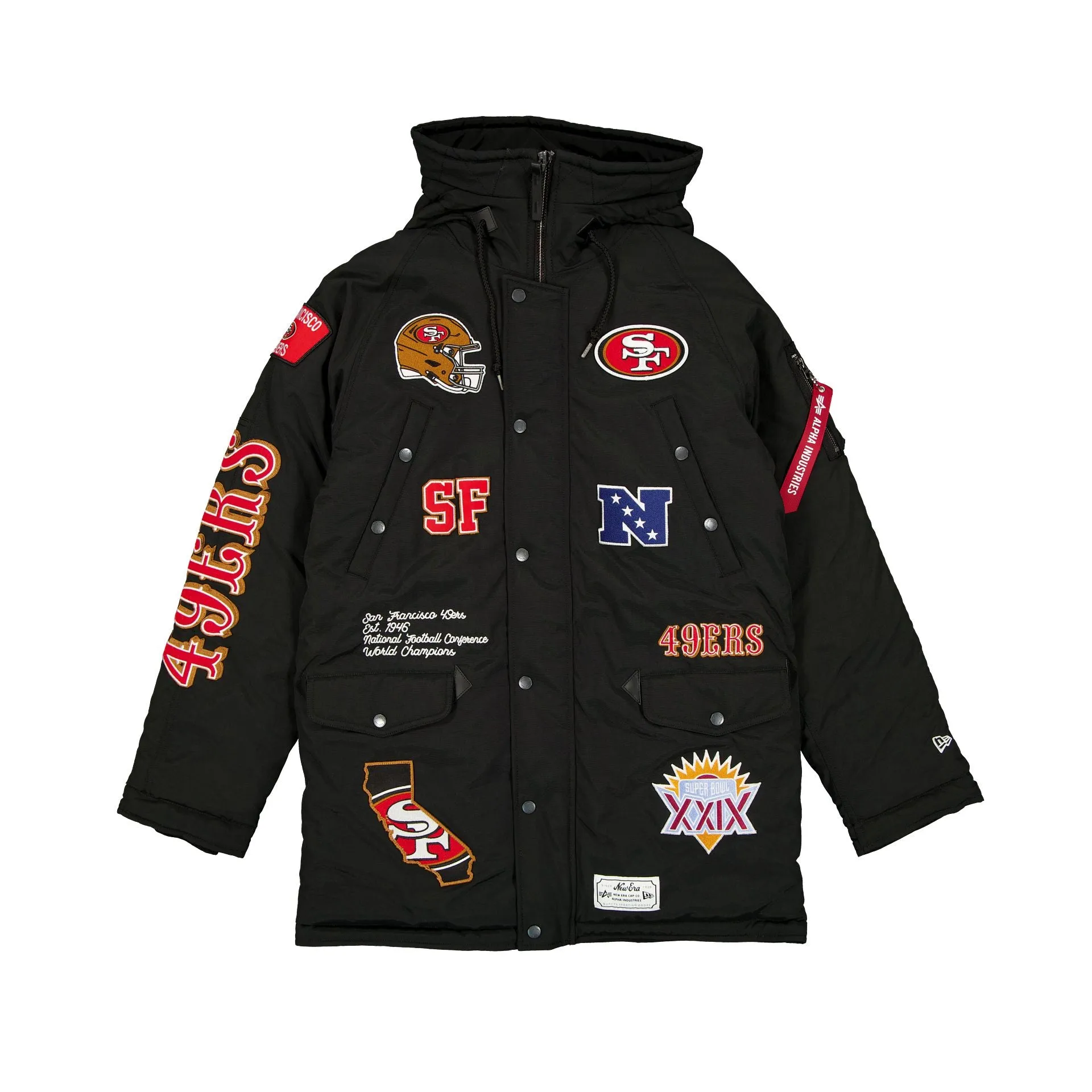 Alpha Industries x San Francisco 49ers Black N-3B Parka Jacket sold by New Era