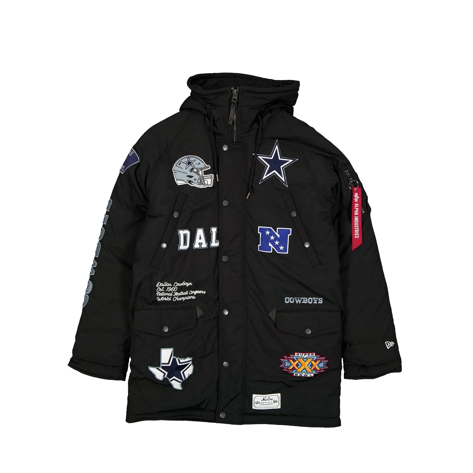Alpha Industries x Dallas Cowboys Black N-3B Parka Jacket sold by New Era