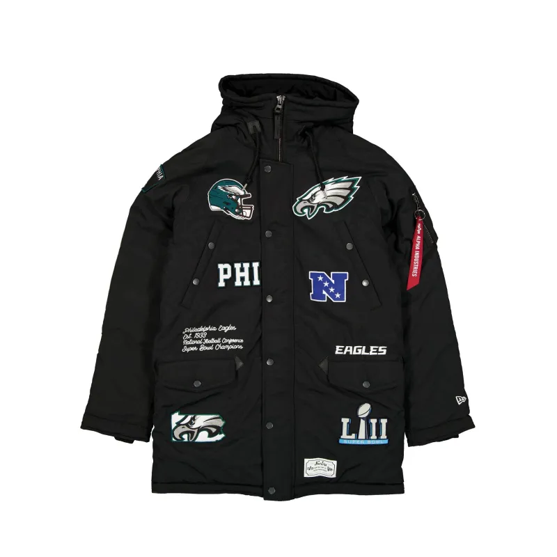 Alpha Industries x Philadelphia Eagles Black N-3B Parka Jacket sold by New Era