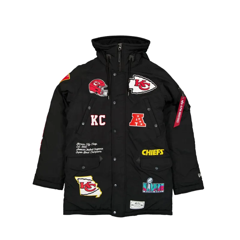 Alpha Industries x Kansas City Chiefs Black N-3B Parka Jacket sold by New Era