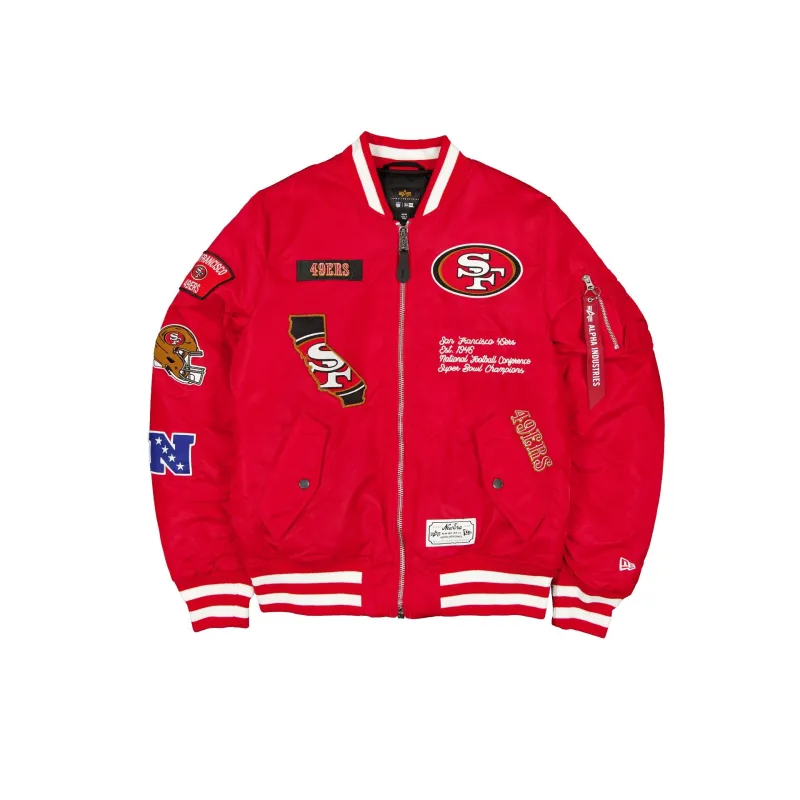 Alpha Industries x San Francisco 49ers Red MA-1 Bomber Jacket sold by New Era